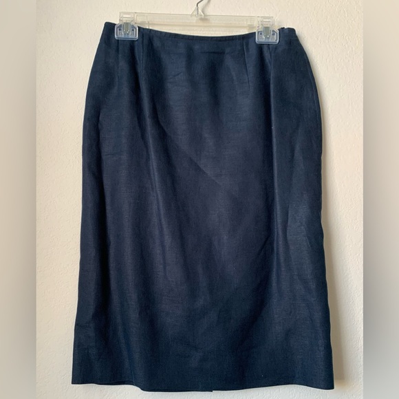 Gently Used Two Piece Career Shirt Suit-Lime/ Navy Blue Jacket Navy Blue Shirt - Picture 2 of 16